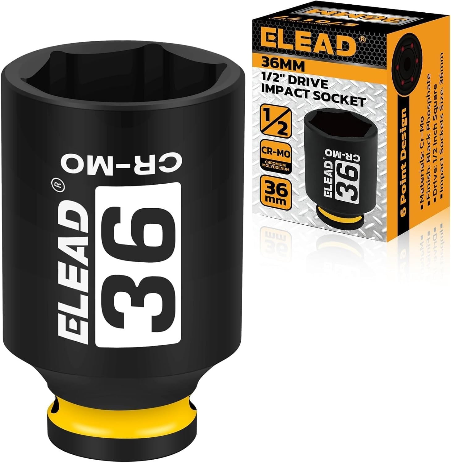 1/2" Drive x 36mm Deep Impact Socket 6PT Socket – Dado de Impacto 6 Puntas CR-MO