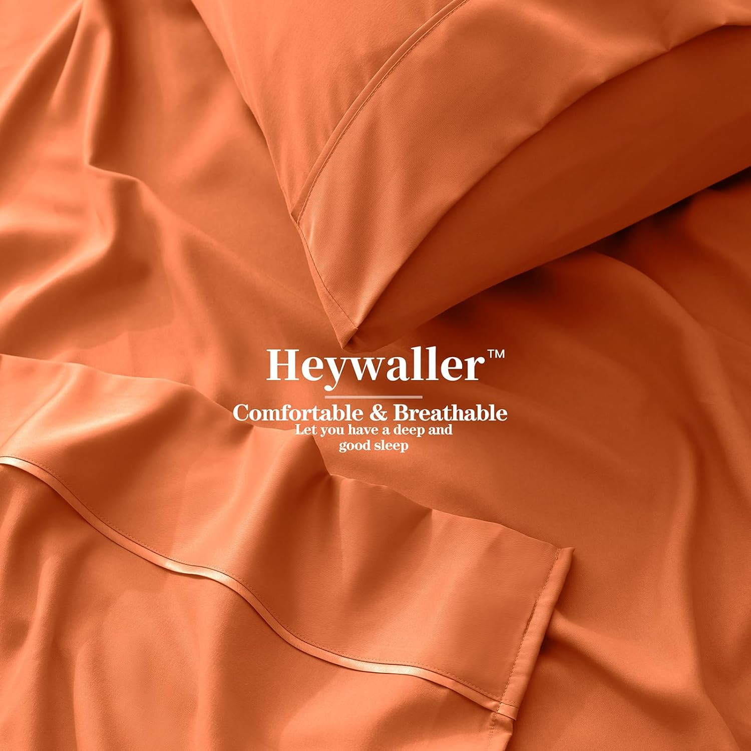6 Pcs Pumpkin Orange Queen Bed Sheets, Queen Size Sheet Set Deep Pocket Fit for