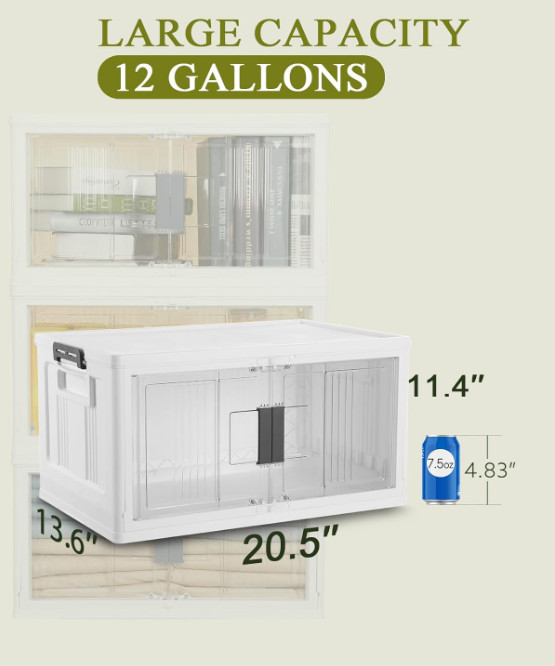 OlarHike 144QT Lockable Storage Bins w/ Lids Folding Stackable 3 Pack