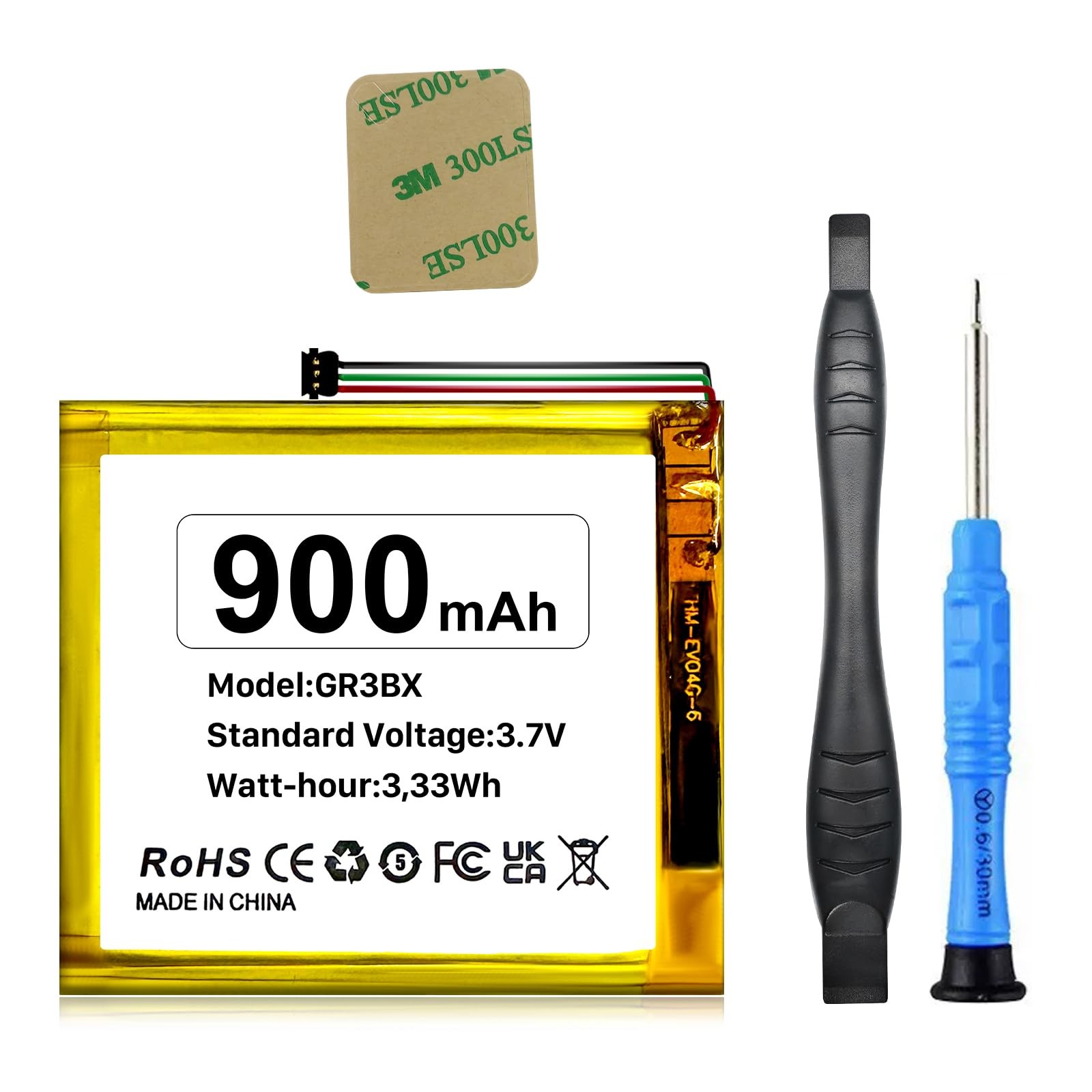 GR3BX Battery, 900mAh New Upgrade High Capacity Battery for Nest Learning The...