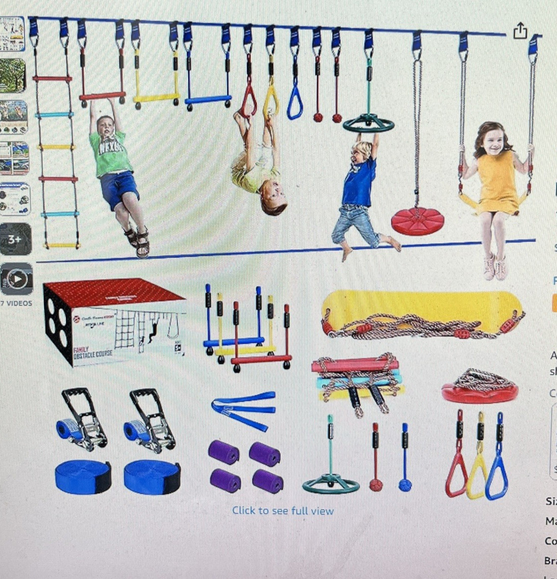 2X65 FT Ninja Warrior Obstacle Course for Kids with 13 Ninja Accessories - 440lb