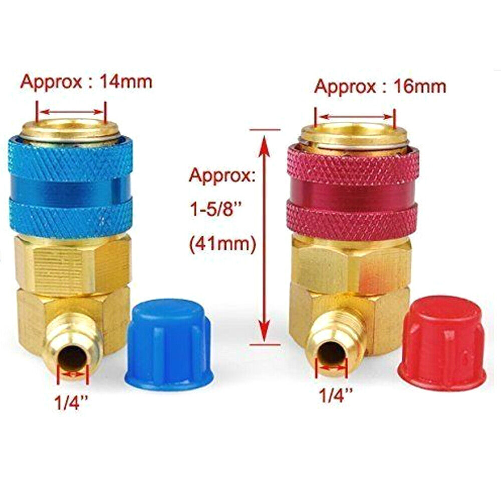 Quick Connector Refrigerant Adapter Coupler Auto AC Manifold Gauge Low/High HVAC