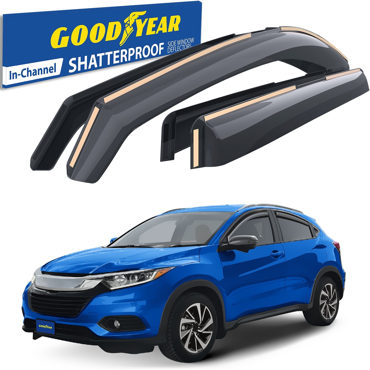 Sun Rain Visors Wind Rain Guards for 2016-2022 Honda HR-V SHATTERPROOF