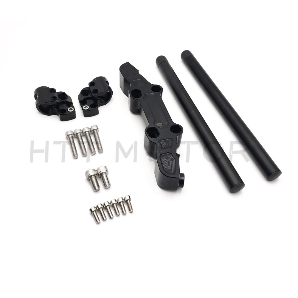 Clip-On Adapter Plate & Handlebars Set For Kawasaki Ninja 650R/ER6F 06-16 Black