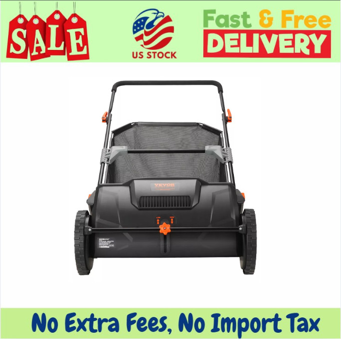 VEVOR Push Lawn Sweeper, 21inch Leaf & Grass Collector