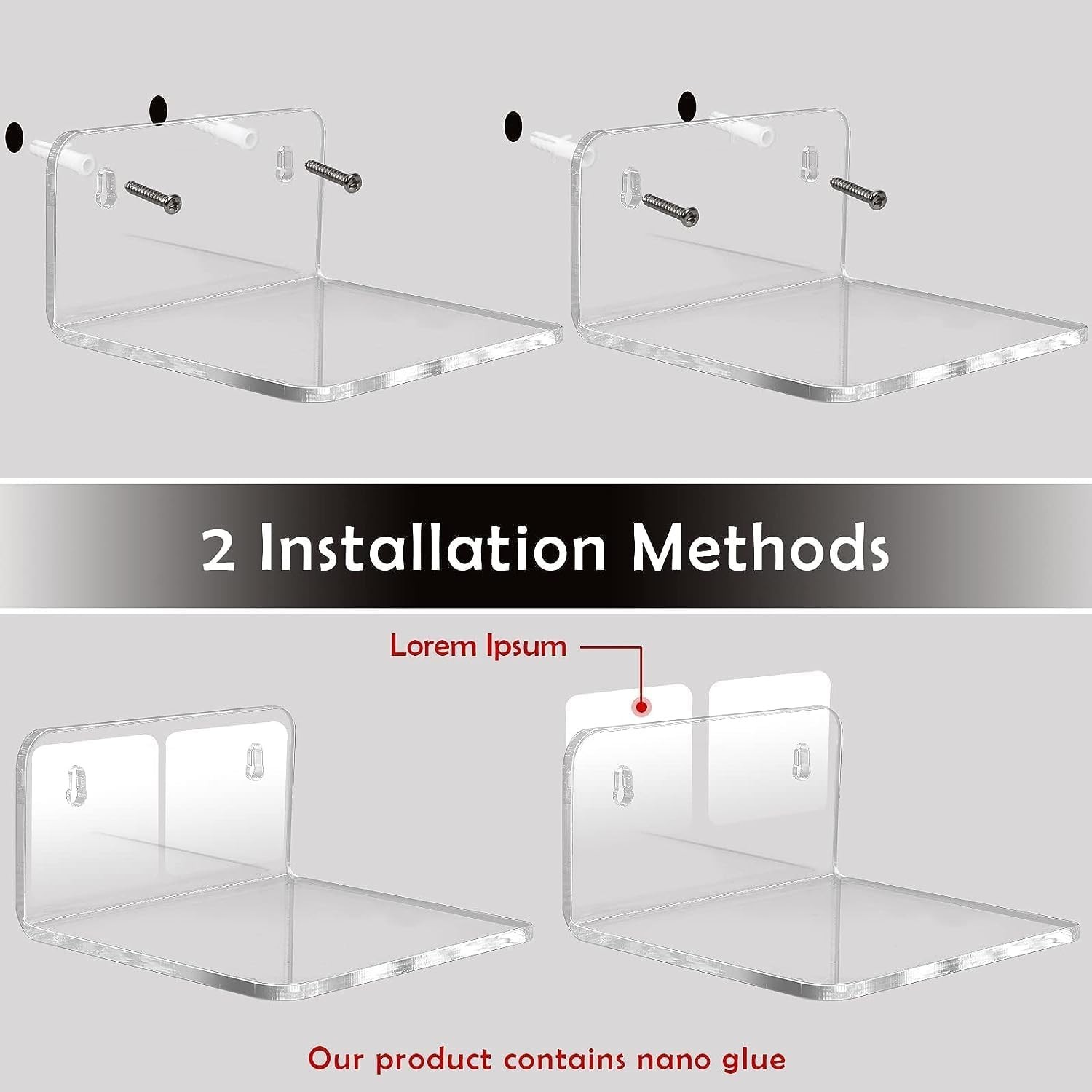Acrylic Small Shelf,Mini Floating Wall Shelf,Wall Mounted Storage S...