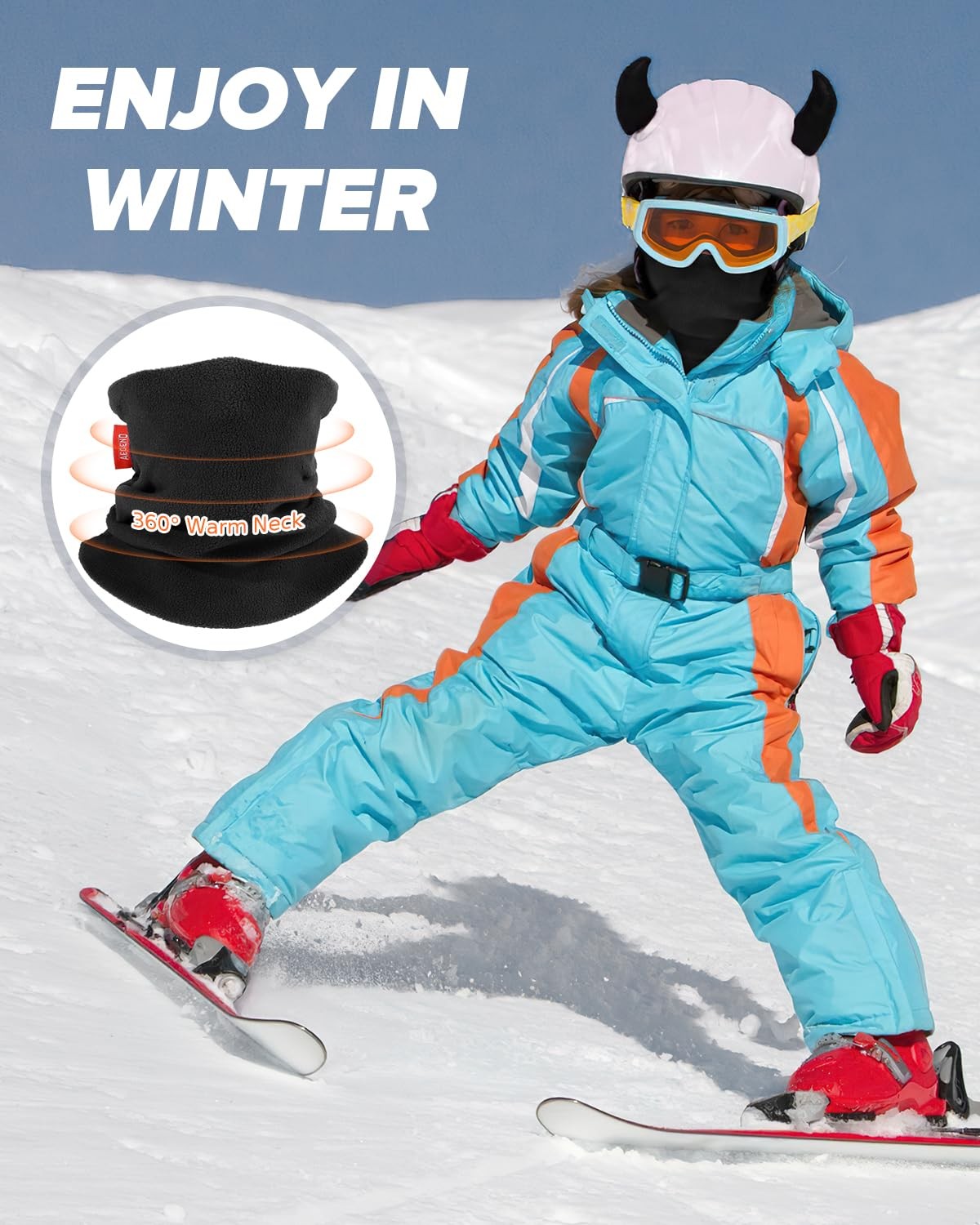 2 Pack Neck Warmer Kids Double-Layer Fleece Ski Gaiter Boys Girls Youth Winter