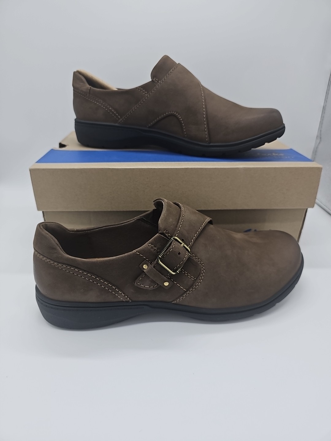 Clarks Shoes Womens Carleigh Jazz Mushroom Nubuck NIB Sz 10W Wide