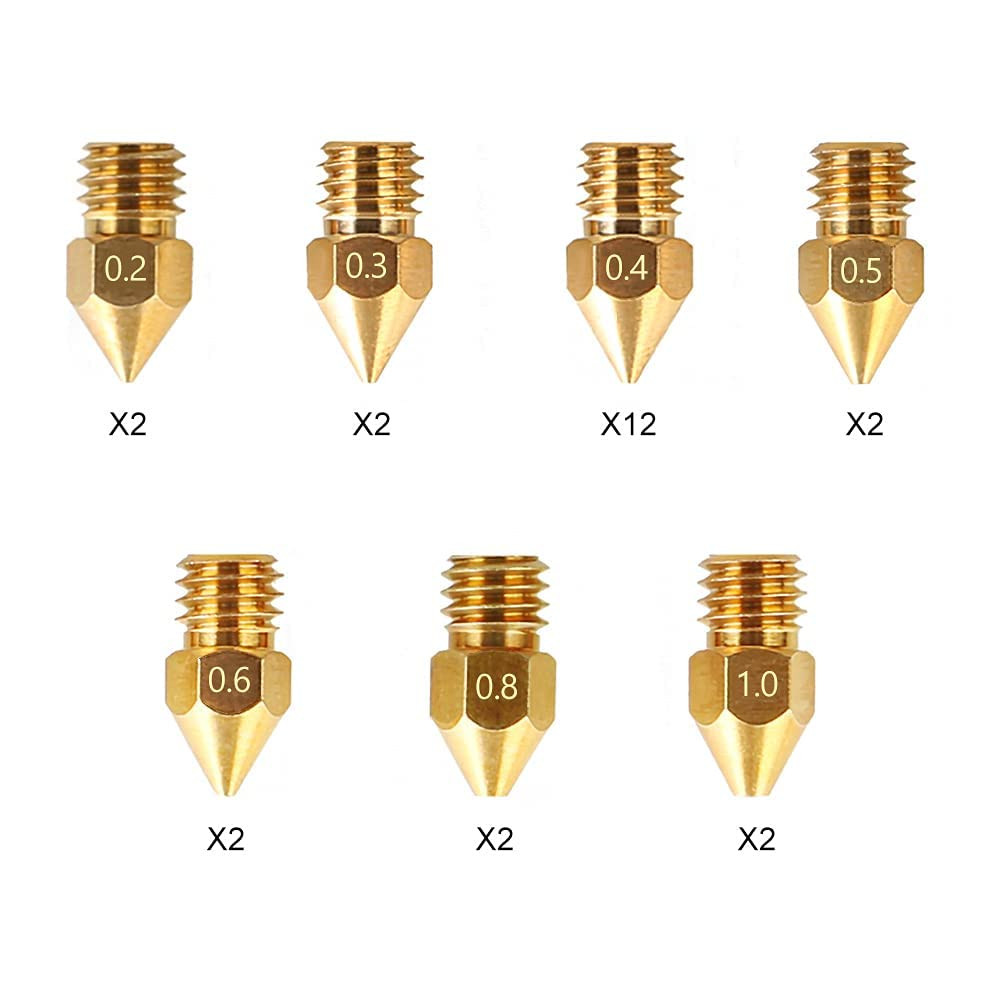 Official MK8 Ender 3 Nozzles 24 Pcs 3D Printer Brass Nozzles Extruder for Ender