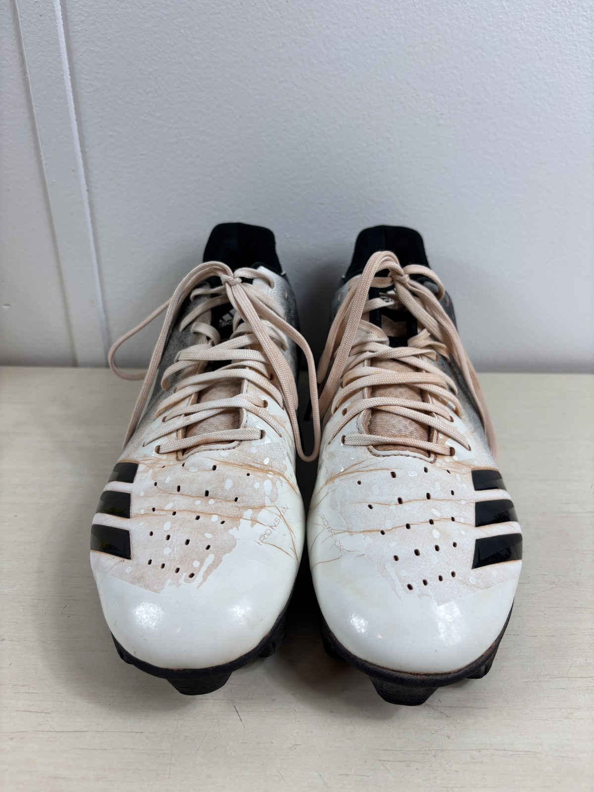 Adidas Ironskin Soccer Cleats Shoes Mens 9.5 Black White Firm Ground Football