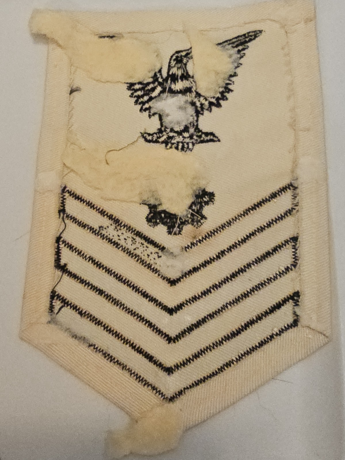 WWII USN Navy Engineers Mate 1st Class White Chevron Rate Patch L@@K!!!