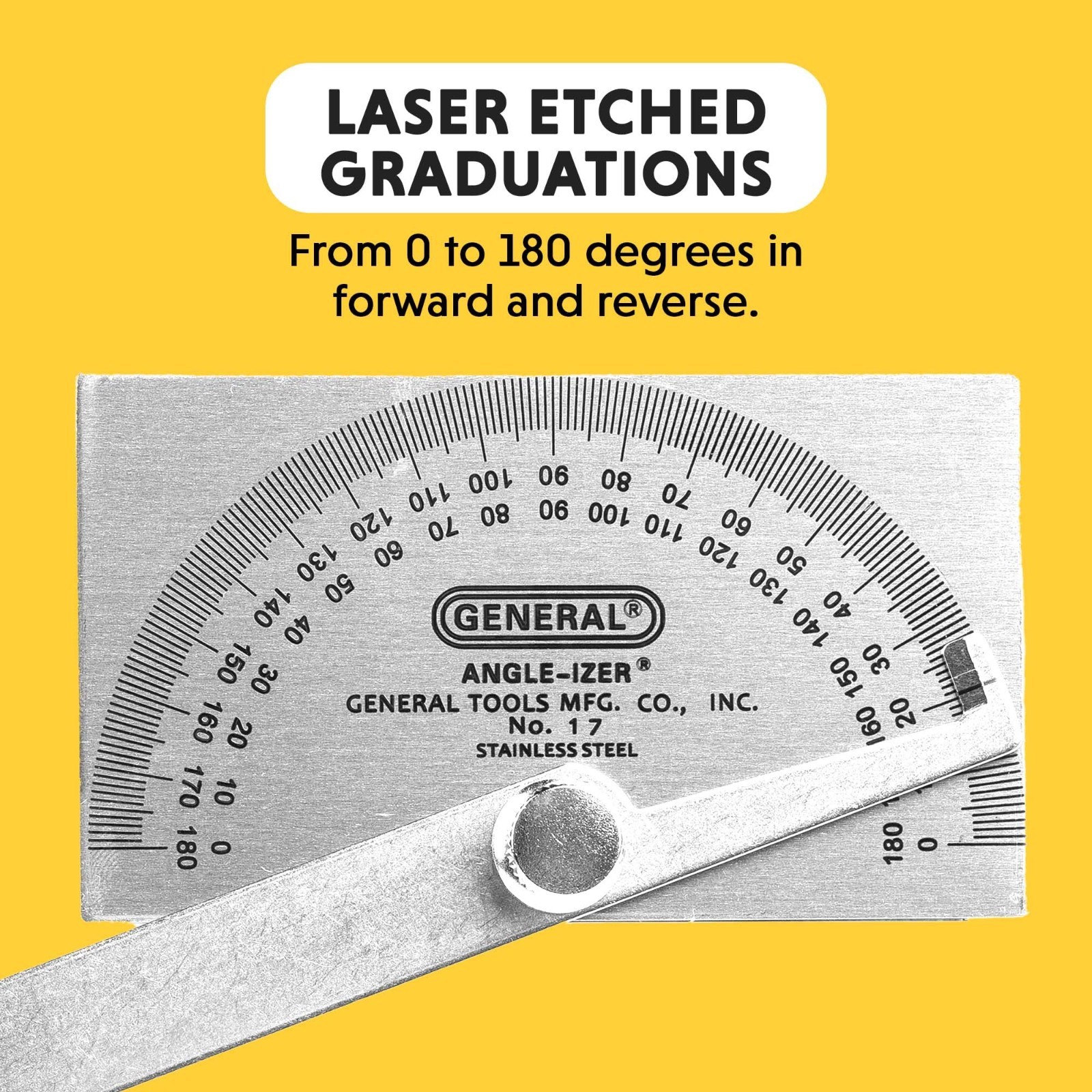 Protractor & Angle Finder Tool for Carpentry, Framing, Woodworking - Square Head