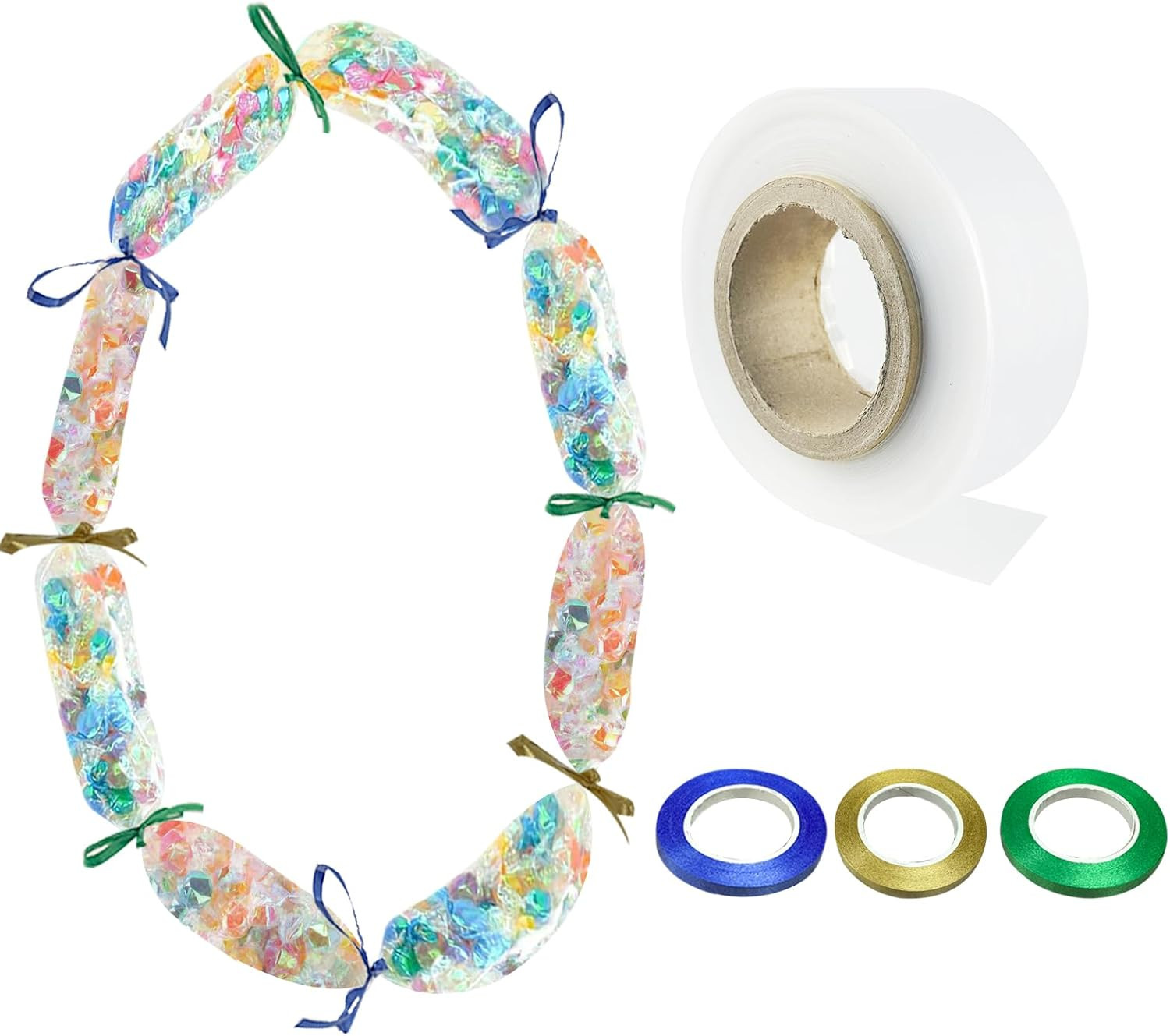1 Roll Poly Tubing - 2 Inch X 328 Ft Clear Graduation Candy Lei Tubing and Ribbo