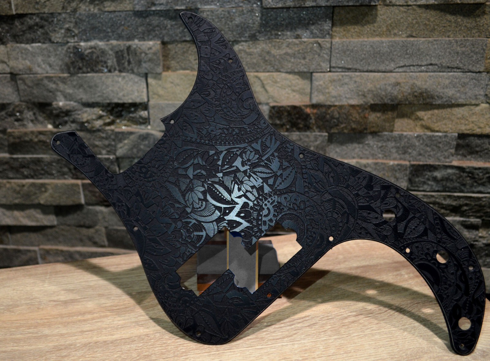Custom Black Psychedelic 2 P Bass Pickguard Precision Bass 13 hole Fits Fender