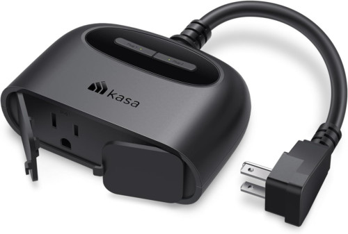 Kasa Outdoor Smart Plug, Home Wi-Fi Outlet with 2 Sockets, IP64 Black