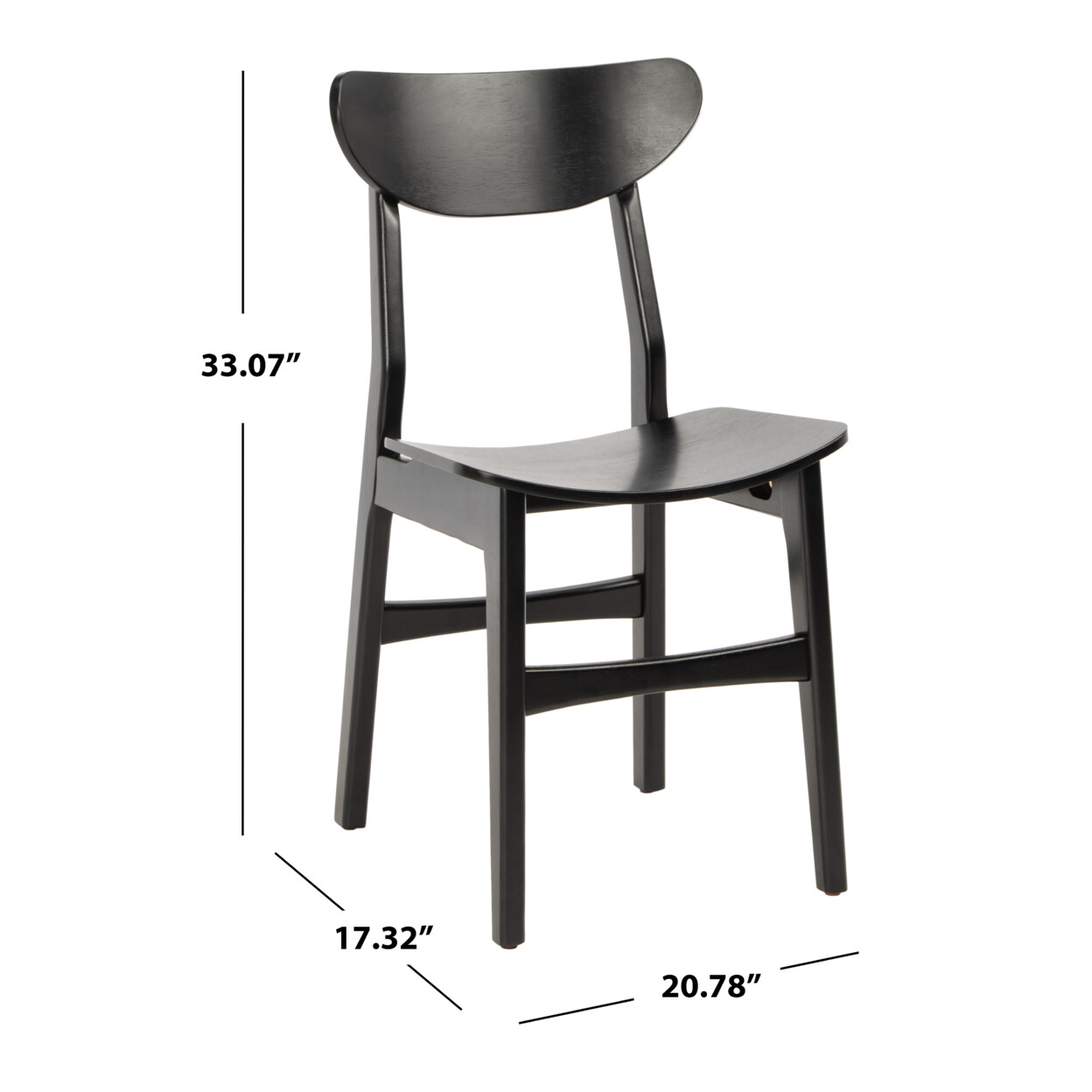 SAFAVIEH Lucca Retro Dining Chair Set of 2 | Black |