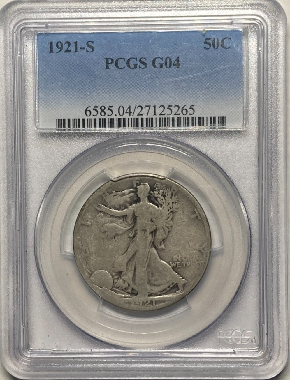 1921-S Walking Liberty Half Dollar PCGS G04 - RARE!