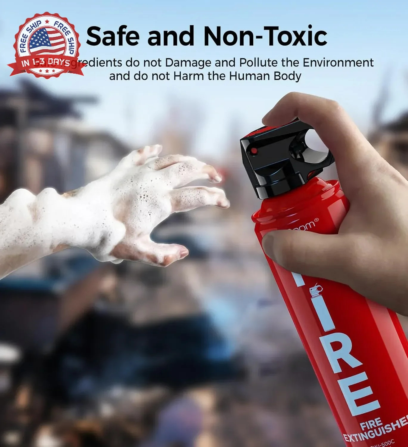 Fire Extinguisher for Home 1Pack, Kitchen, Car, and Grill,Compact Water-Based A,