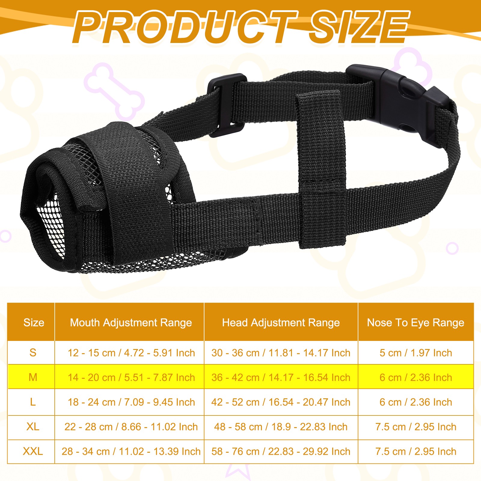 Dog Muzzle Soft Mesh Muzzle Mouth Guard Cover Black M