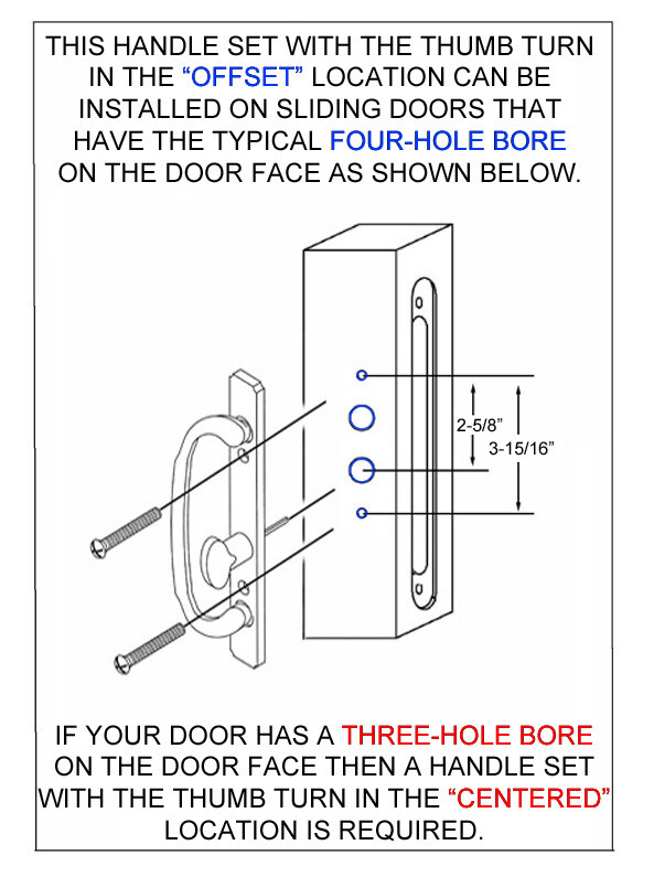 Replacement Solid Brass Sliding Patio Door Handle with Pull - Lock Available
