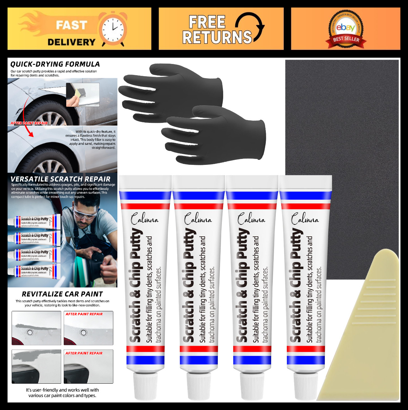 4-Pack 20g Car Body Filler Kit - Quick-Drying Automotive Putty for Scratch Repai
