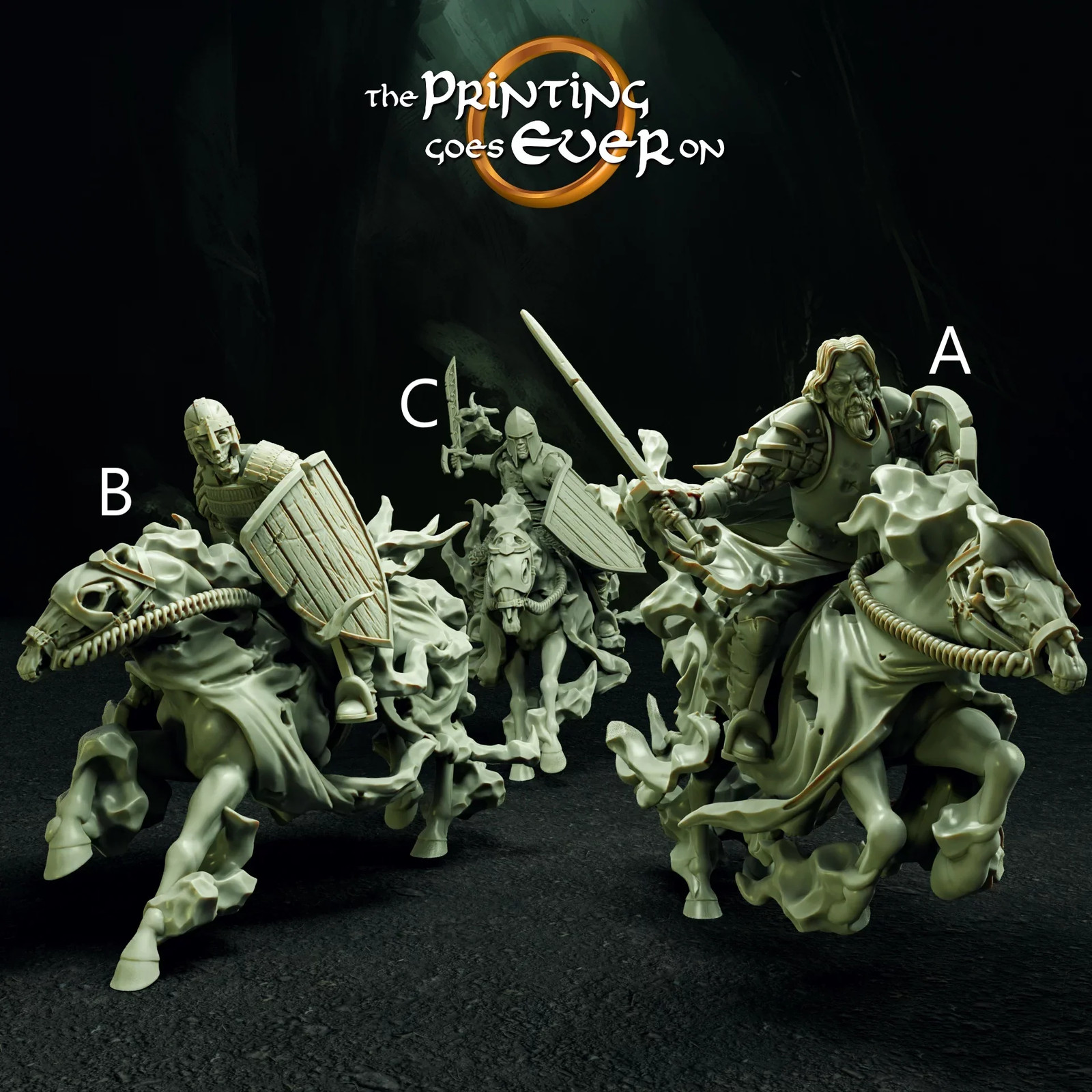 Ghost Knights (Set of 3) - 28-32mm Hall of the - Resin Tabletop Miniatures
