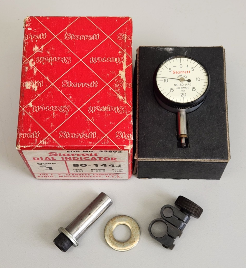 L.S. Starrett No 80-144J Miniature Dial Indicator .100" Range 0-20-0 .001" Grad