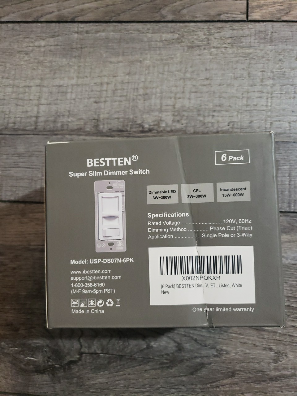 BESTTEN 6 Pack Super Slim Dimmer Switch, Single Pole or 3-Way, Dimmable Light...