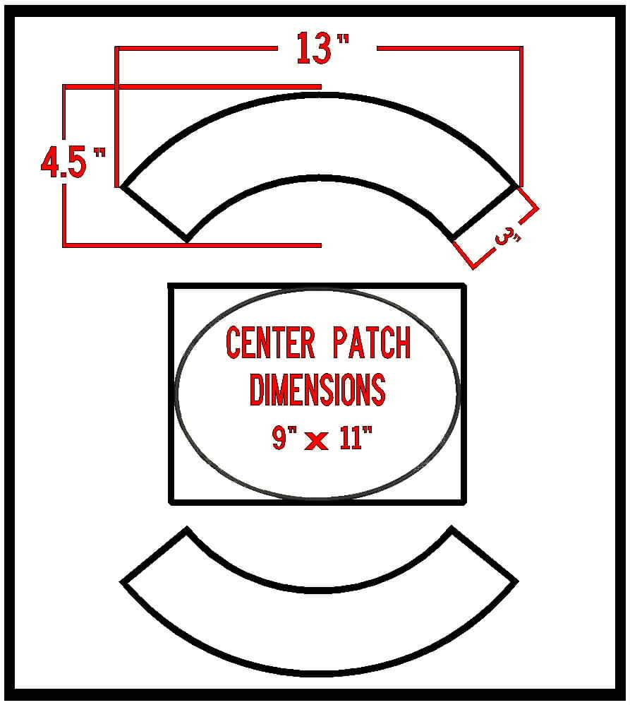 CUSTOM EMBROIDERED 3pc MC ROCKER PATCH SET TOP BOTTOM CENTER MOTORCYCLE WHT/BLK