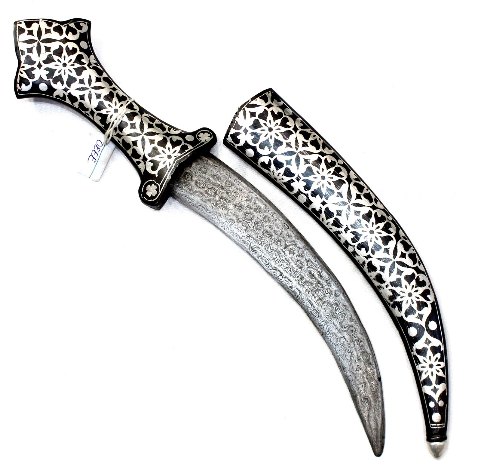 Dagger Pure Silver Koftgari Inlay Work Damascus Steel Blade Mughal Handle k476