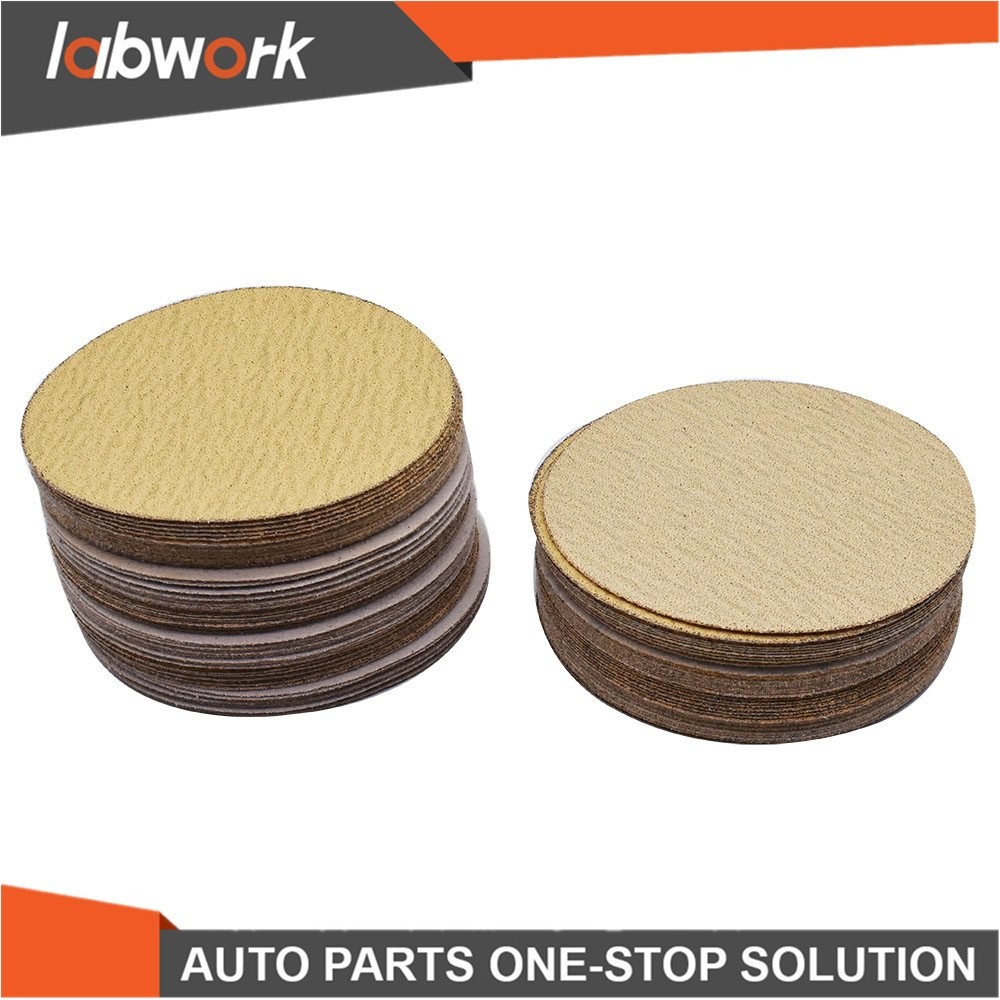 Labwork 100 Pack 6" Hook Loop Pads Sanding Disc Flocking 60 Grit NO-Hole Sanding