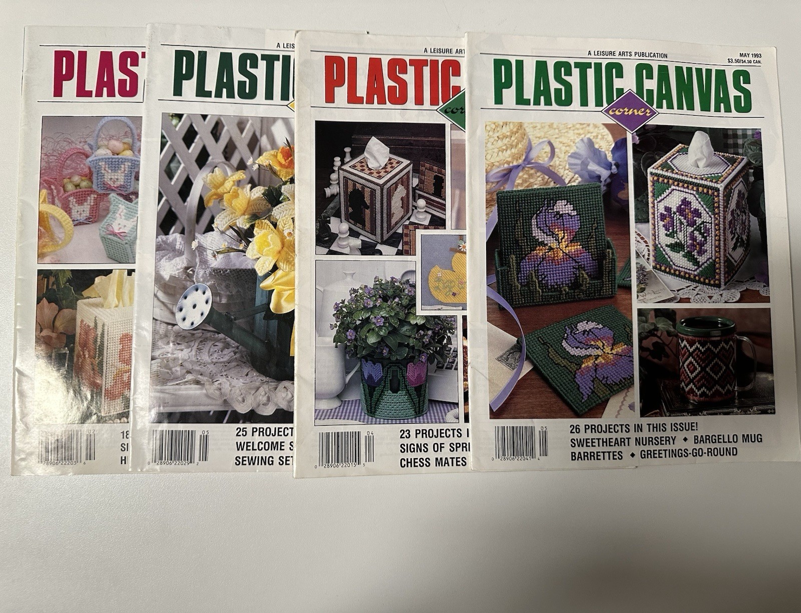 Plastic Canvas Magazine Lot of 4 Craft Patterns Needlepoint Sewing Projects