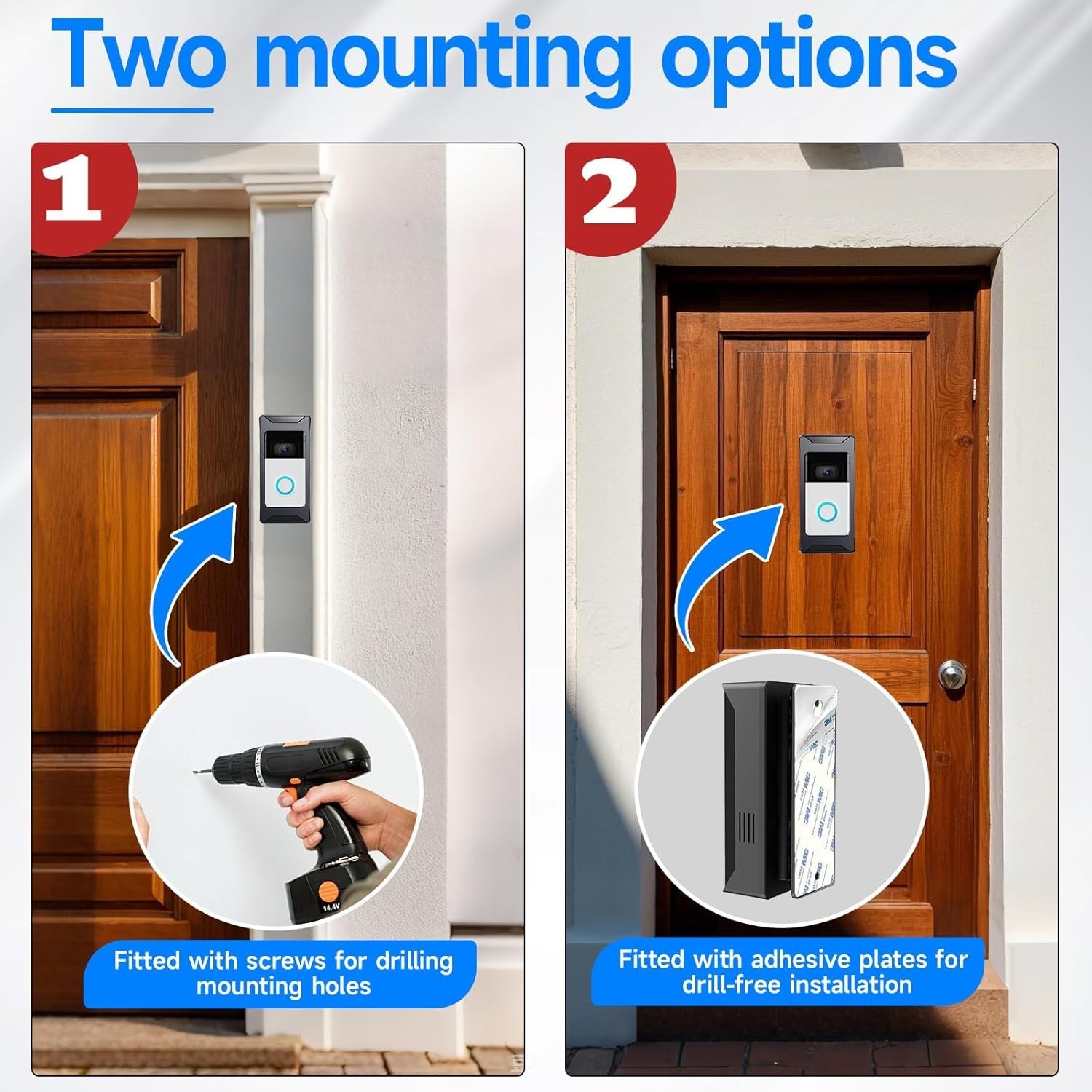 Anti-Theft Video Doorbell Mount Compatible with Ring/Blink Wireless Black