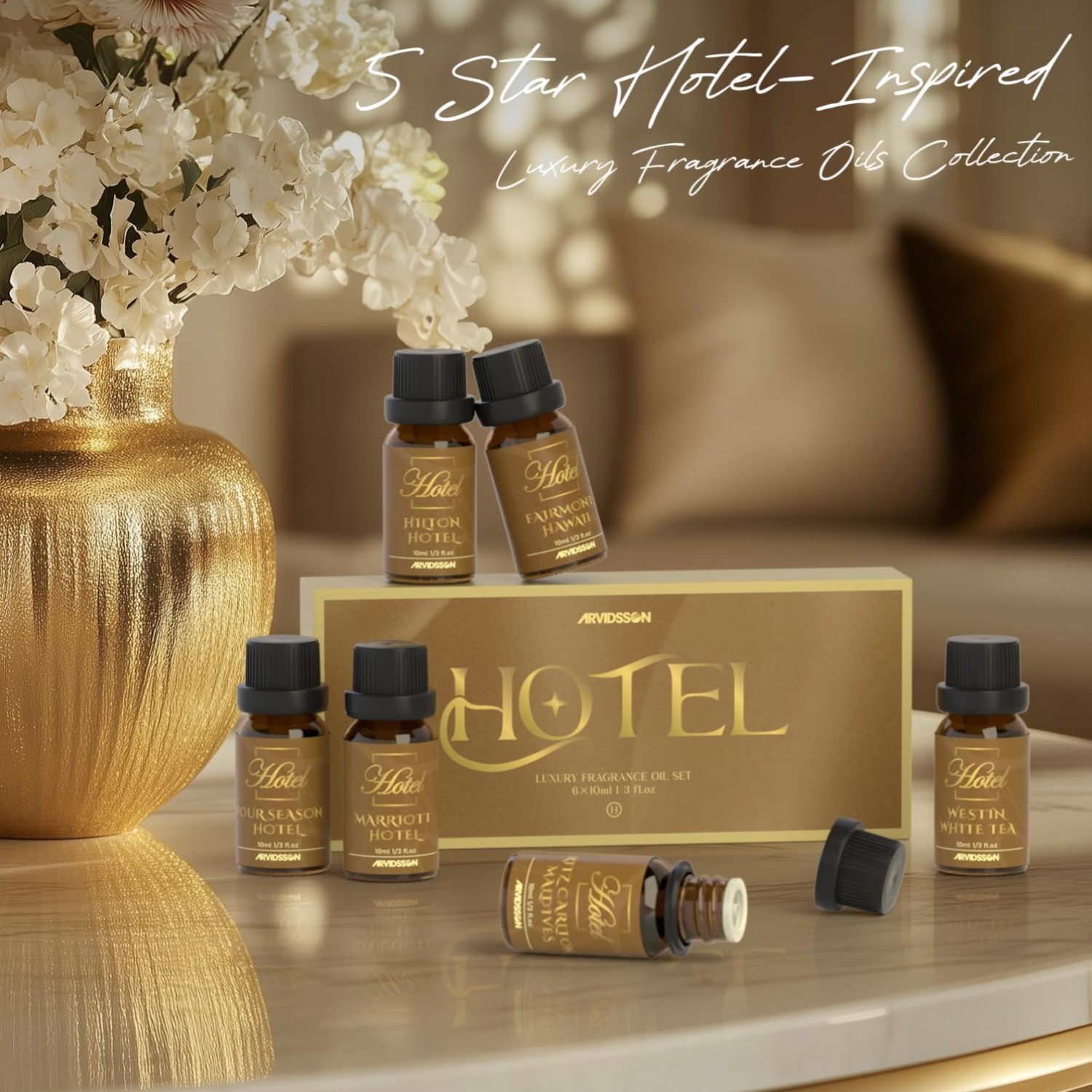 Hotel Diffuser Oils Gift Set - Hotel Essential Oils for Diffuser, Luxury Frag...