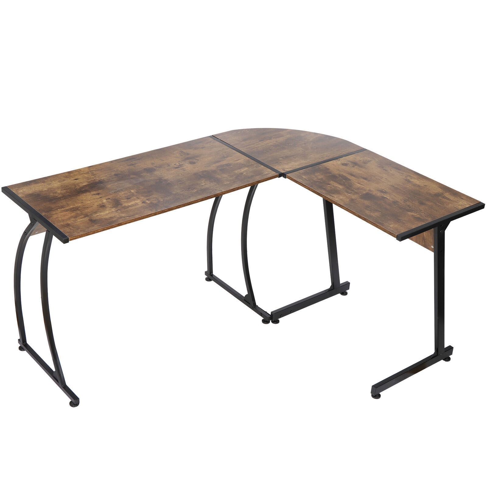 Corner Computer Gaming Laptop Table Brown Workstation L Shaped Desk Home Office