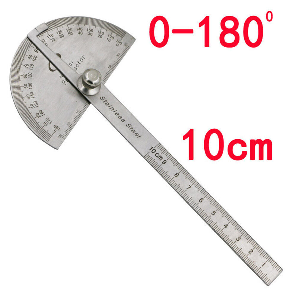 4" 180° Stainless Steel Protractor Goniometer Angle Finder Miter Round Gauge