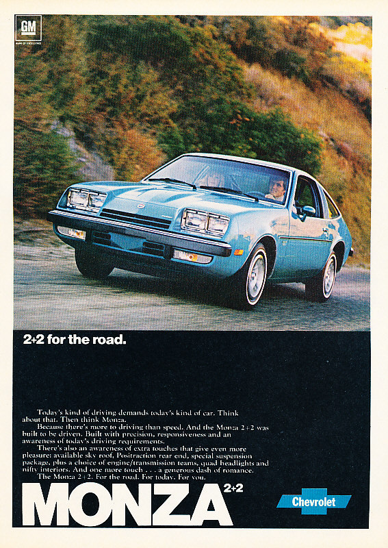 1977 Chevrolet Monza Blue 2+2 Vintage Advertisement Ad