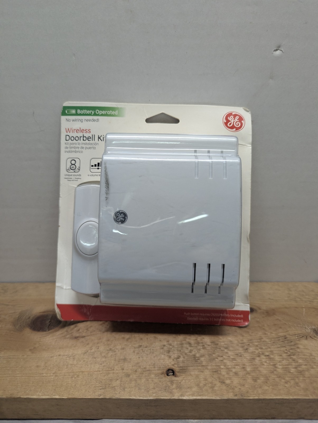 GE Wireless Doorbell Kit Battery Operated 150ft Range 2 Melodies White 19247