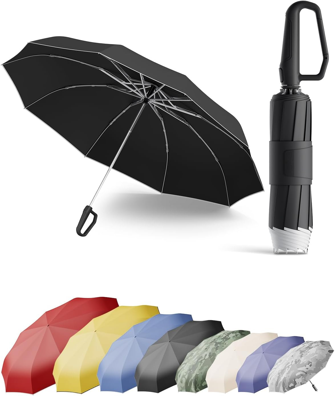 Windproof Travel Umbrella for Rain, Withstand 85MPH Winds, 54 Inch Automatic Rev