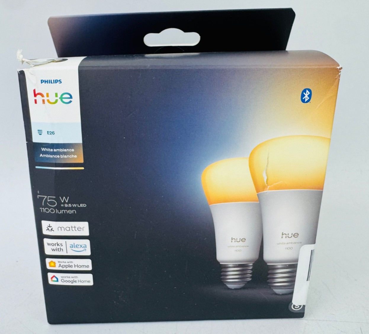 Philips Hue WhiteAmbience A19 E26 Smart LED Bulbs 2-Pack – New