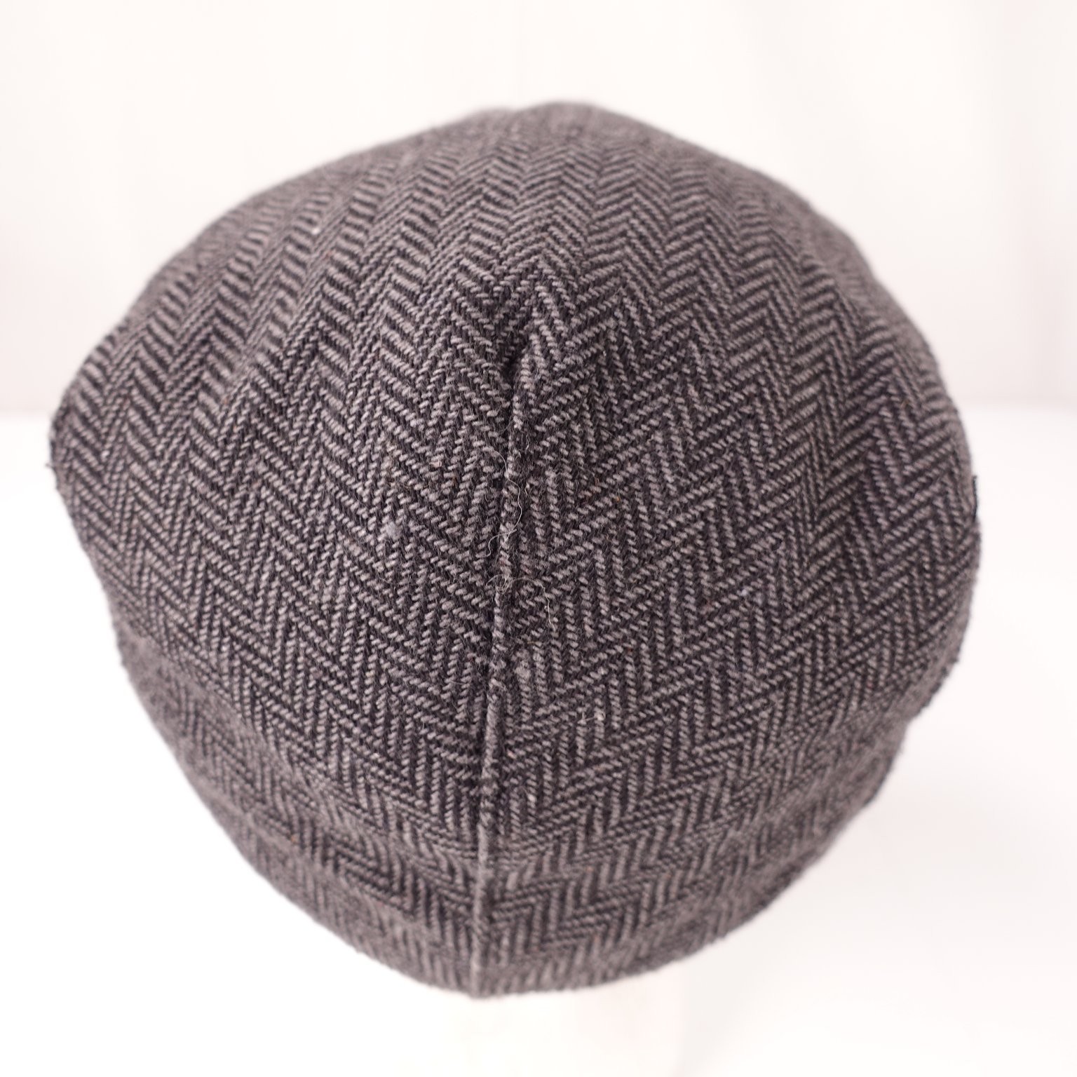 Boys Wool Blend Flat Cap Herringbone Pattern Gray Adjustable Hat