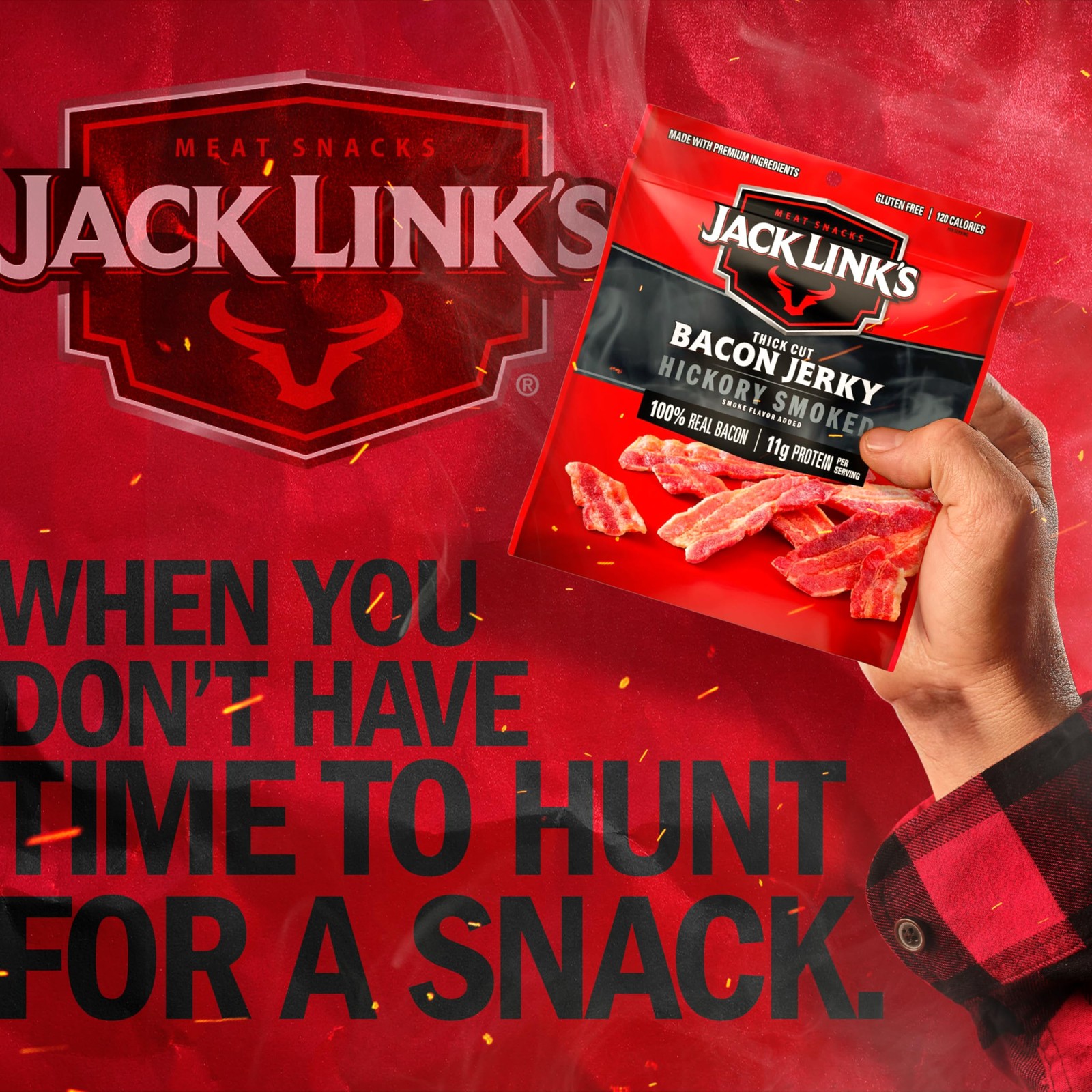 Jack Link's Bacon Jerky, Hickory Smoked - Flavorful 2.5 Ounce (Pack of 1)