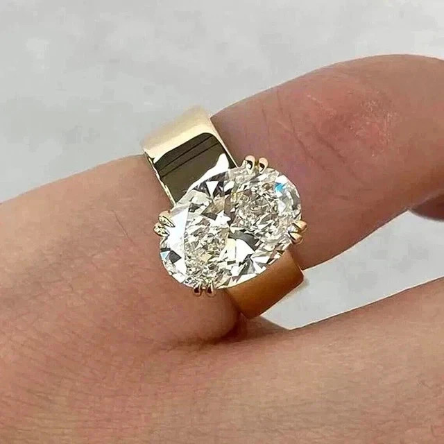 4Ct Oval Cut Lab Created Diamond Wedding Engagement Ring 14k Yellow Gold