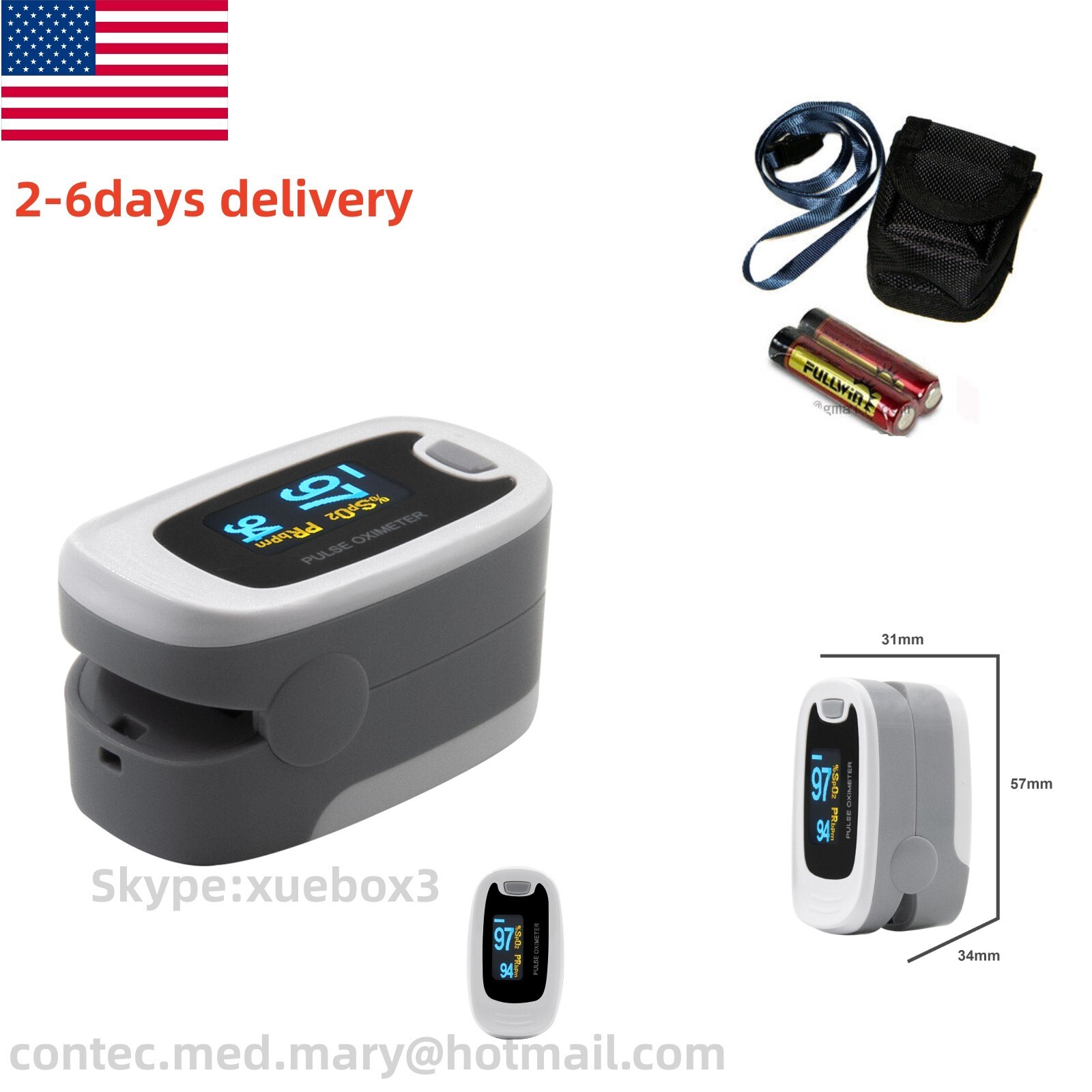 OLED Fingertip Pulse Oximeter Finger Blood Oxygen SpO2 PR Heart Rate Monitor USA