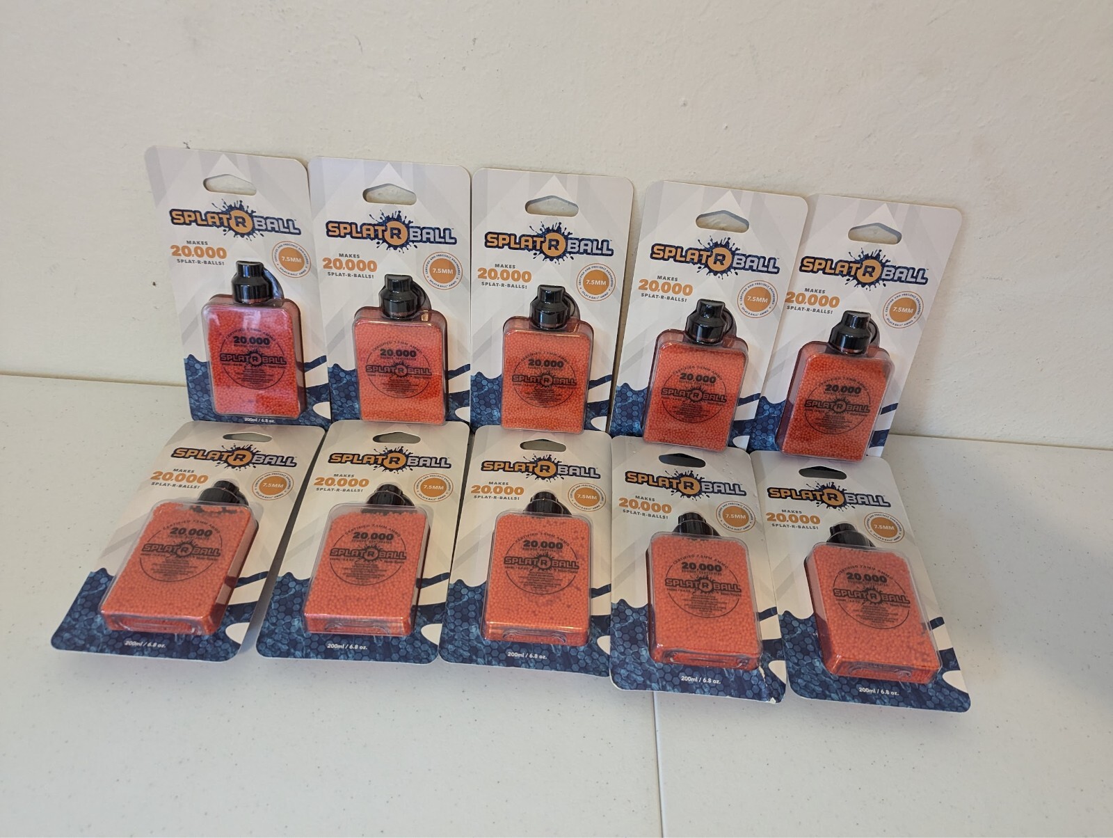 Lot of 10 New SplatRball 20,000 Rounds 7.5mm Orange Ammo Certified Splat-R-Ball