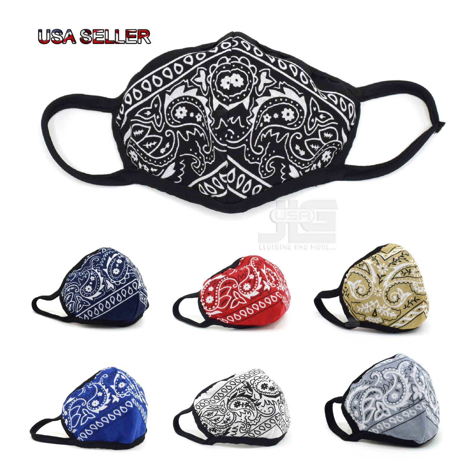 Bandana Face Mask Cover Paisley Cloth Nose and Mouth Washable USA Made Handmade