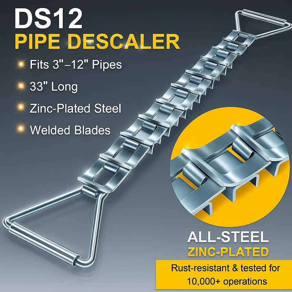 Tool DS12 Steel Pipe Descaler 33" Descaling Tool Remove Scale For 3"-12" Pipes