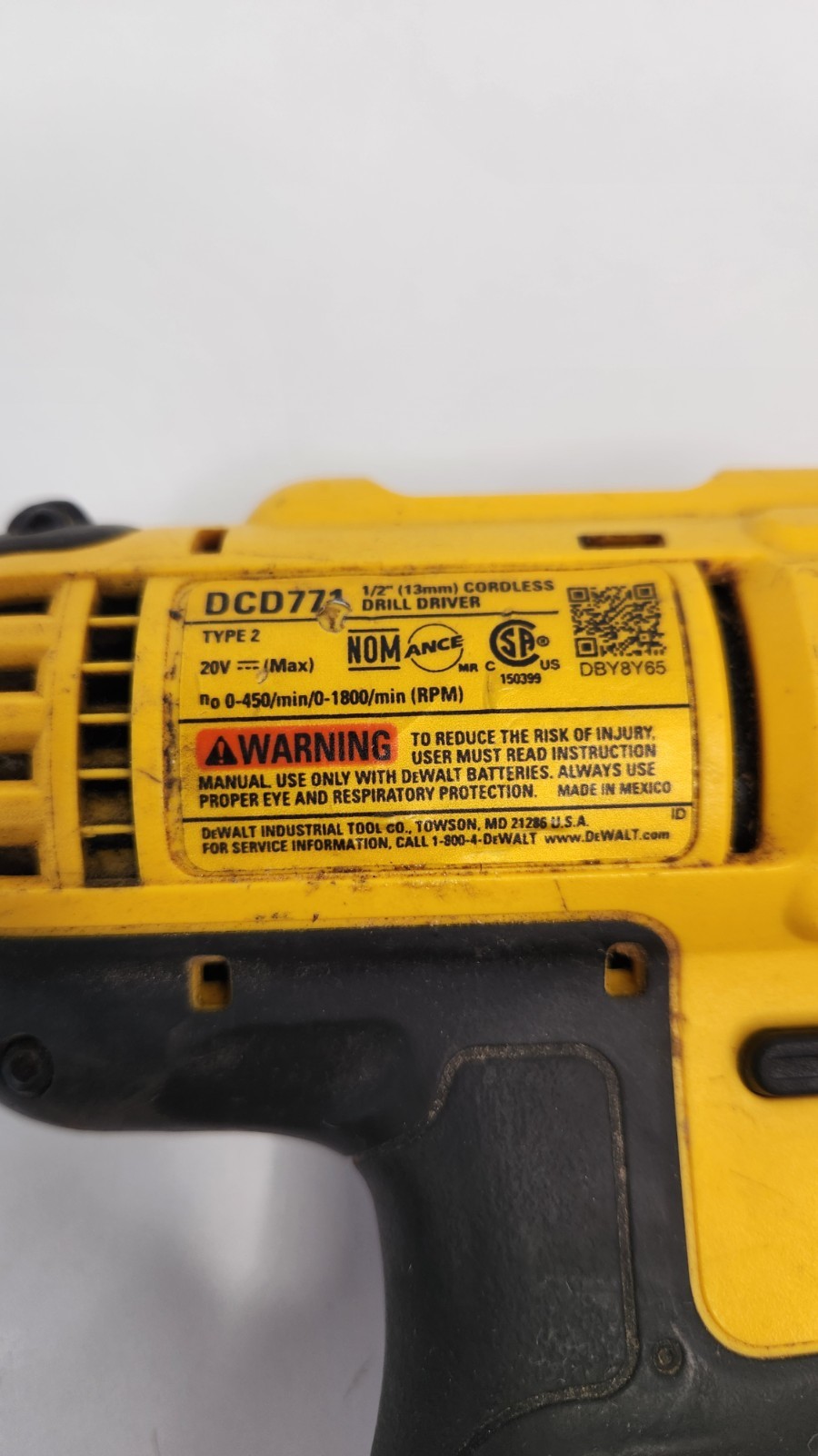 DeWalt DCD771 20V Max Li-Ion 1/2" Drill/Driver - Bare Tool only