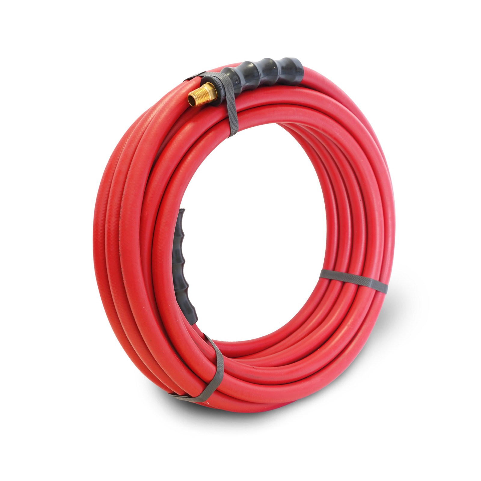 Steelman 30ft x 3/8in Rubber Air Hose with 1/4in Male NPT Fittings, 98215-IND