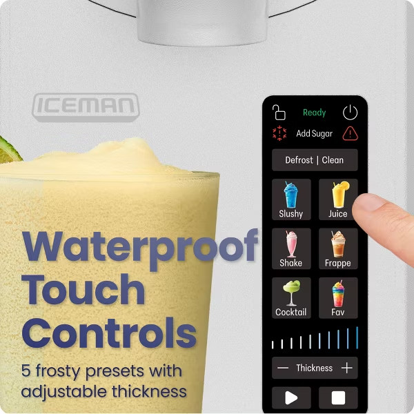 Iceman Slush-Ease 64oz. Max Slushy Maker With Touch Controls & 5 Functions White